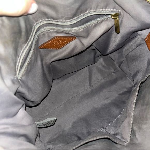 FOSSIL Leather Tan Grey Maddox Sydney Crossbody Satchel Ryder - Picture 3 of 10